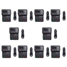 10X TEYUN Q-12 Sound Card Audio Mixer Sound Board Console Desk System Interface 4 Channel 48V Power Stereo Computer Sound Card