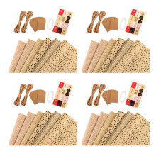 Gift Wrapping Paper,Birthday Wrapping Paper,24 Sheets  Brown Wrapping Paper with Tags Jute Strings Sticker