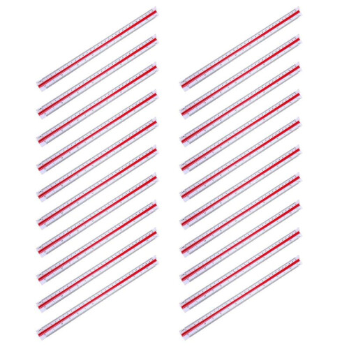 20X 1:20 1:25 1:50 1:75 1:100 1:125 Plastic Triangular Scale Ruler