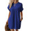 Solid Color Round Neck Loose Short Sleeve Pocket Dress  S 1