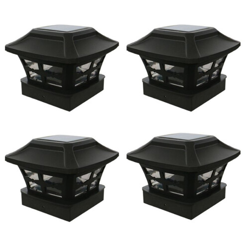 4X Luzes de Poste Solar para Postes Ao Ar Livre Luzes Solares de LED para Cerca Postes para Postes de Madeira de 4X4 Polegadas Branco Quente