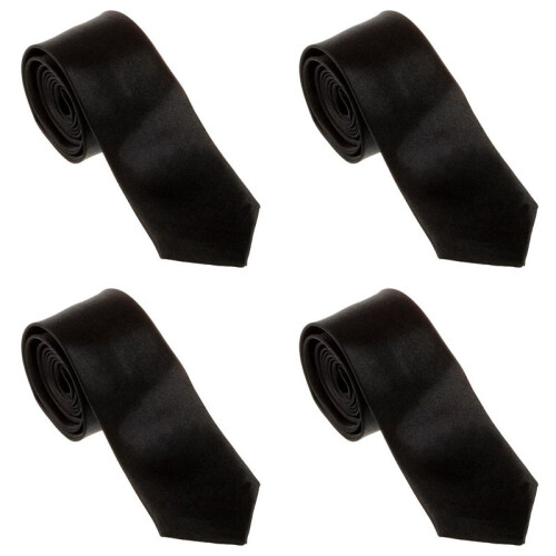 4X Unisex-Krawatte Polyester,Schwarz,2 Zoll