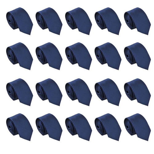 20X Polyester Narrow Neck Tie Skinny Solid Dark  Thin Necktie for Men (2 Inch Max Width)
