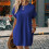 Solid Color Round Neck Loose Short Sleeve Pocket Dress  S 2