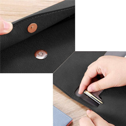 8X PU Leather A4 File Folder Document Holder Waterproof Portfolio Envelope Folder Case with Snap Closure(Black) 1