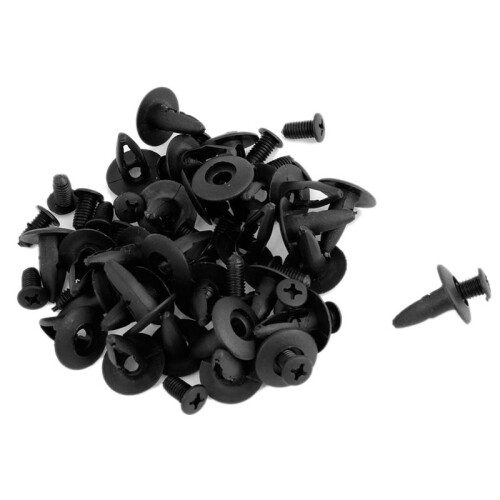 6mm Hole Dia Black Plastic Rivets Fastener  Bumper Push 90pcs 2