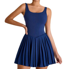 Pleated Yoga Skirt Outdoor Running Fitness Tennis Skirt Navy M