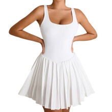 Pleated Yoga Skirt Outdoor Running Fitness Tennis Skirt Swan White M