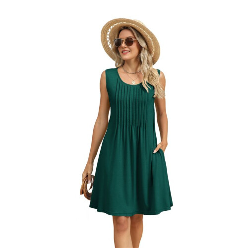 Loose Tank Dress Dark Green M