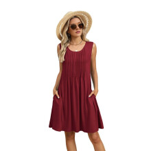 Loose Tank Dress Wine Red S