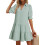Women'S Pleated Mid Sleeve Dress Light Green M 1