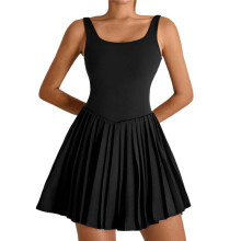 Pleated Yoga Skirt Outdoor Running Fitness Tennis Skirt Black XL