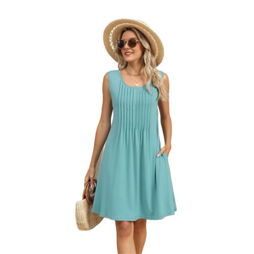Loose Tank Dress Bean Green XL