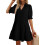Women'S Pleated Mid Sleeve Dress Black S 1