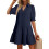 Women'S Pleated Mid Sleeve Dress Navy  S 1