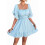 Solid Color Ruffled Short-Sleeved Dress for Women  M 1