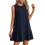 Solid Color Round Neck Sleeveless Vest Dress Navy  L 1
