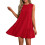 Solid Color Round Neck Sleeveless Vest Dress Red M 1