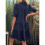 Women'S Pleated Mid Sleeve Dress Navy  S 2