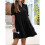 Women'S Pleated Mid Sleeve Dress Black L 3