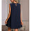 Solid Color Round Neck Sleeveless Vest Dress Navy  L 4