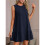 Solid Color Round Neck Sleeveless Vest Dress Navy  L 3