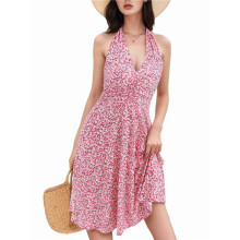Women'S Summer Sleeveless Wrap V Neck Floral Sundress Dress S