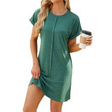 Womens Summer T Shirt Dress Casual Cap Sleeve Crewneck Loose Shift Dresses Ink Green XL