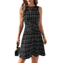 Women'S Casual Dresses 2025 Sleeveless Striped Dress High Waisted A Dresses Black XL