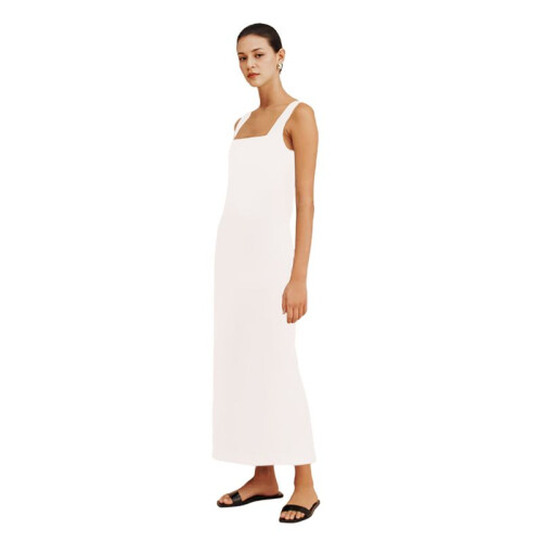 Women'S Basic Tank Bodycon Sleeveless Solid Casual Long Dress White L