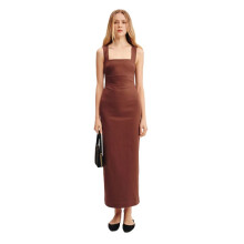 Damska Sukienka Basic Tank Bodycon Bez Rękawów, Jednolita, Swobodna i Długa Brązowy M