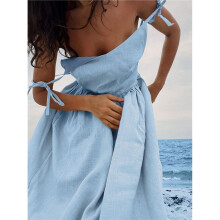 Women'S 2025 Summer Maxi Dress V Neck Spaghetti Strap Dress Backless Sleeveless Casual Party Beach Dresses XS