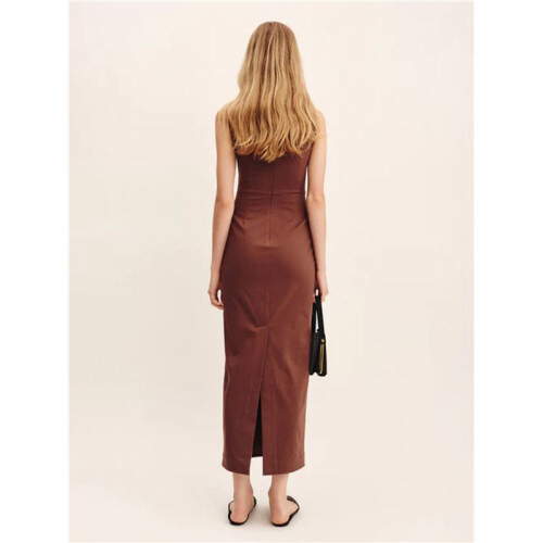 Women'S Basic Tank Bodycon Sleeveless Solid Casual Long Dress Brown S 1