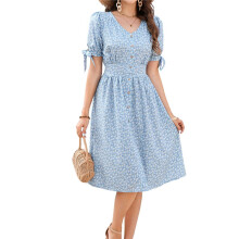 Women'S Summer Dresses Puff Sleeve Casual Sundress Dress Beach Vacation 2025 Fashion Light S