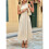 Women'S Crew Neck Solid Color Sleeveless Button Down Boho Dress Beige S 4