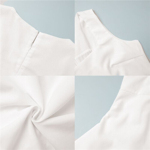 Women'S Basic Tank Bodycon Sleeveless Solid Casual Long Dress White S 2
