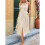 Women'S Crew Neck Solid Color Sleeveless Button Down Boho Dress Beige S 6