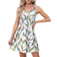 Summer Dresses for Women Casual Sundress with Pocket Beach Cover Swimsuit Color 1 M