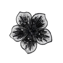 Flower Embellishment Polyester Mend Suitable for Garments-Black