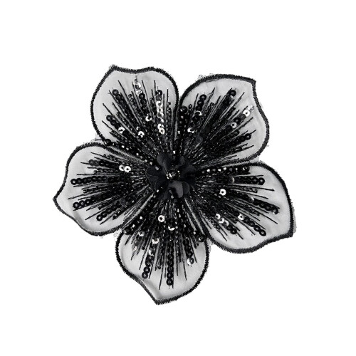 Flower Embellishment Polyester Mend Suitable for Garments-Black