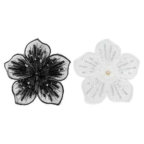 Flower Embellishment Polyester Mend Suitable for Garments-Black 1