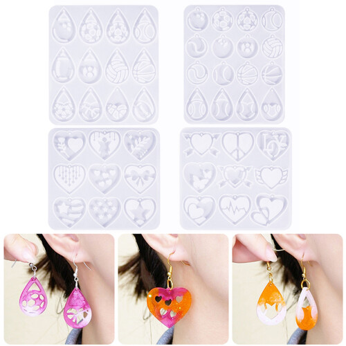Moules de boucles d'oreilles en Silicone, 4 pièces, moules à 1