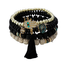 Bracelet à la mode pour femmes, 4 pièces, Style bohème,-Noir