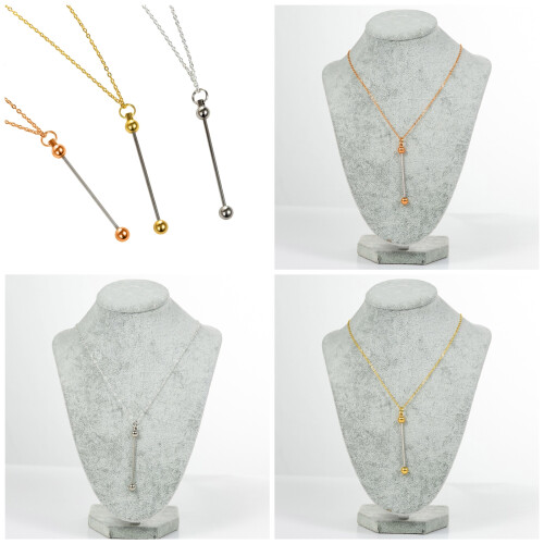 Creative Sturdy Bead Necklace Set Accessory for Trendy-silver 2