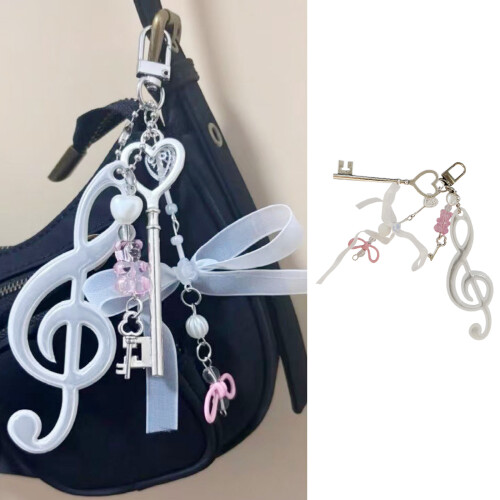 Creatieve strik sleutelhanger muzieknoot hanger hars textuur 1