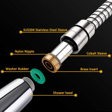 High-Pressure Resistance Shower Hose, Stainless Steel Extra Long Handheld Replacement with Solid Brass Connectors, Universal Components for Easy