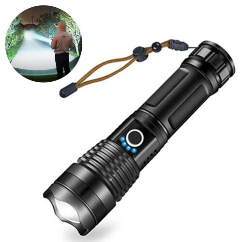 Υπερφωτεινός τακτικός φακός, 10000 Lumens, Επαναφορτιζόμενος μέσω Type-C, Αλουμίνιο 1