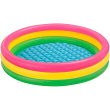 Three-Ring Pool With Fluorescent Design, Portable And Waterproof Inflatable Bathtub For Outdoor Entertainment, Durable Vinyl Ensures Safe Bathing For