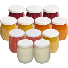 Ensemble de 12 récipients en verre transparent, bocaux de rangement polyvalents avec couvercles légers et réutilisables, pour la conservation au