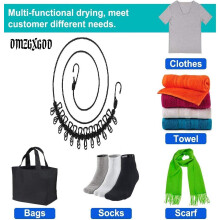 Étendoir à linge portable rétractable, étendoir de voyage avec serviettes compressibles pour un transport facile, clips antidérapants, corde